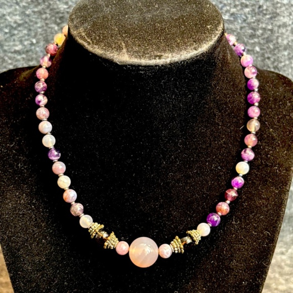Amethyst & Quartz Choker Style Necklace